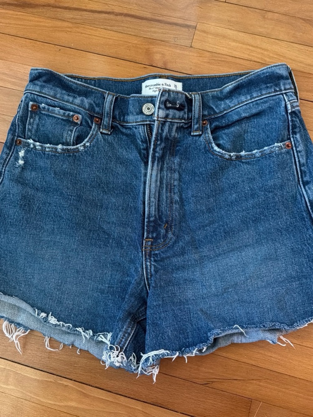 Abercrombie & Fitch Dark Blue Denim Frayed Cutoff Shorts